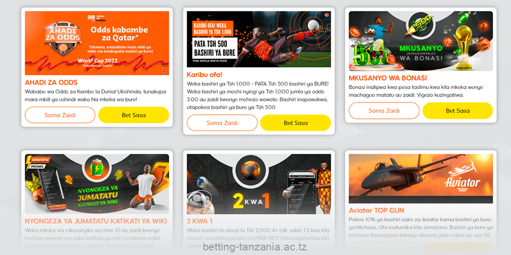 Players from Tanzania are able to enjoy bonuses from 888bet